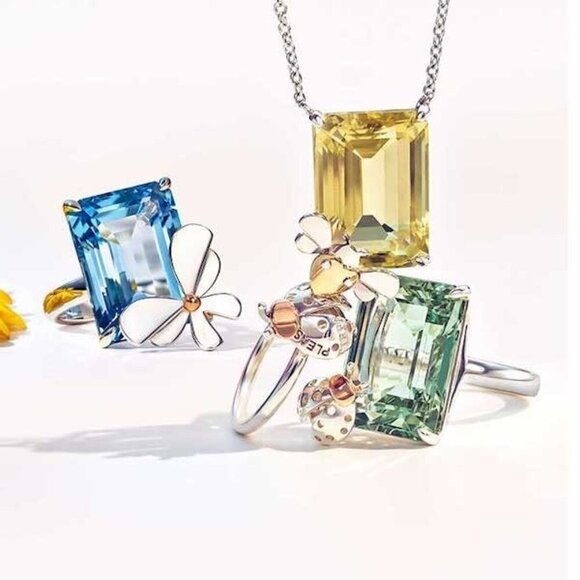 Tiffany & Co. Lemon Quartz Love Bug Sparkler Necklace Sterling Silver 18-20" - Picture 4 of 10